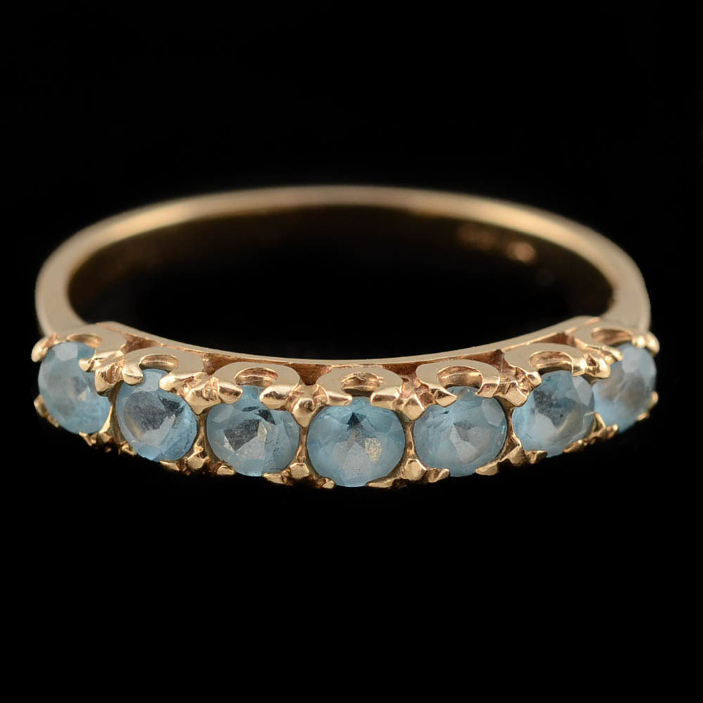 10K Yellow Gold Swiss Blue Topaz Ring