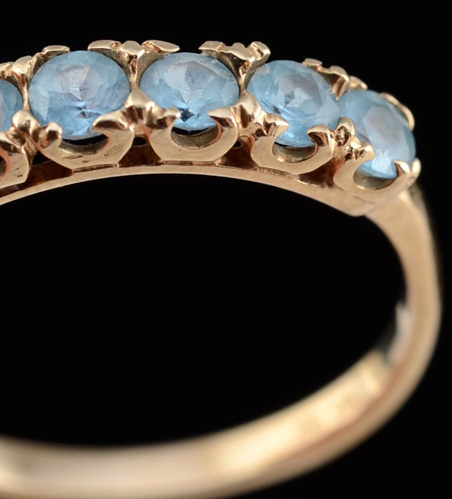10K Yellow Gold Swiss Blue Topaz Ring