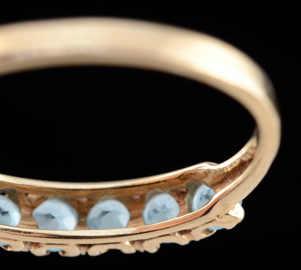 10K Yellow Gold Swiss Blue Topaz Ring