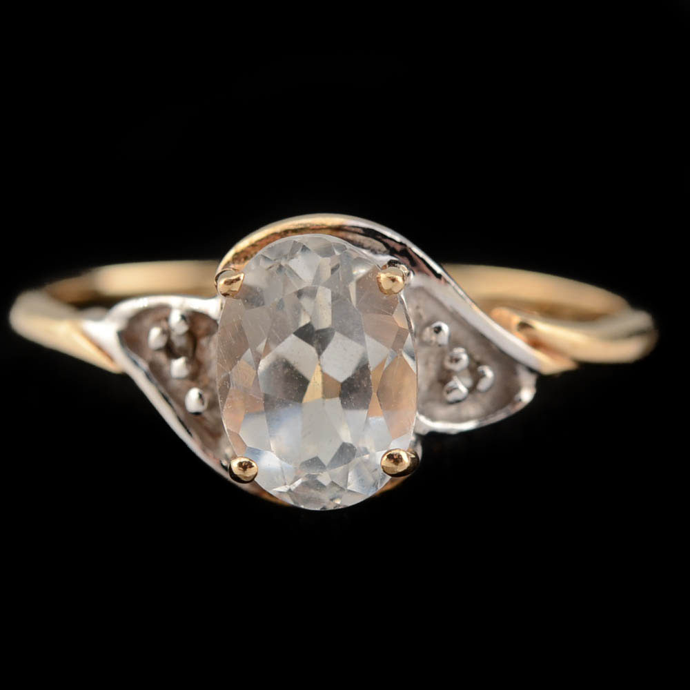 10K Yellow Gold Colorless Topaz Ring