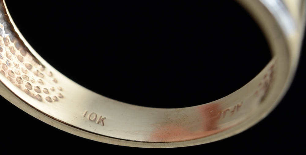 10K Two Tone Gold Black Onyx and Diamond Ring