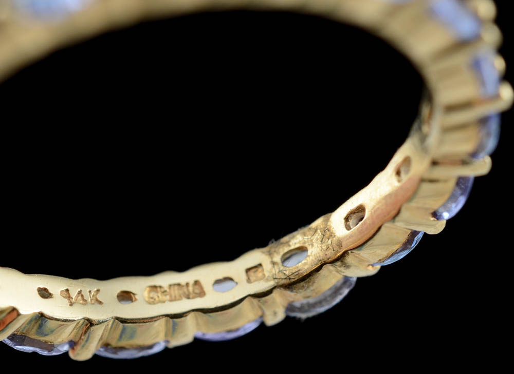 14K Yellow Gold Tanzanite Eternity Band