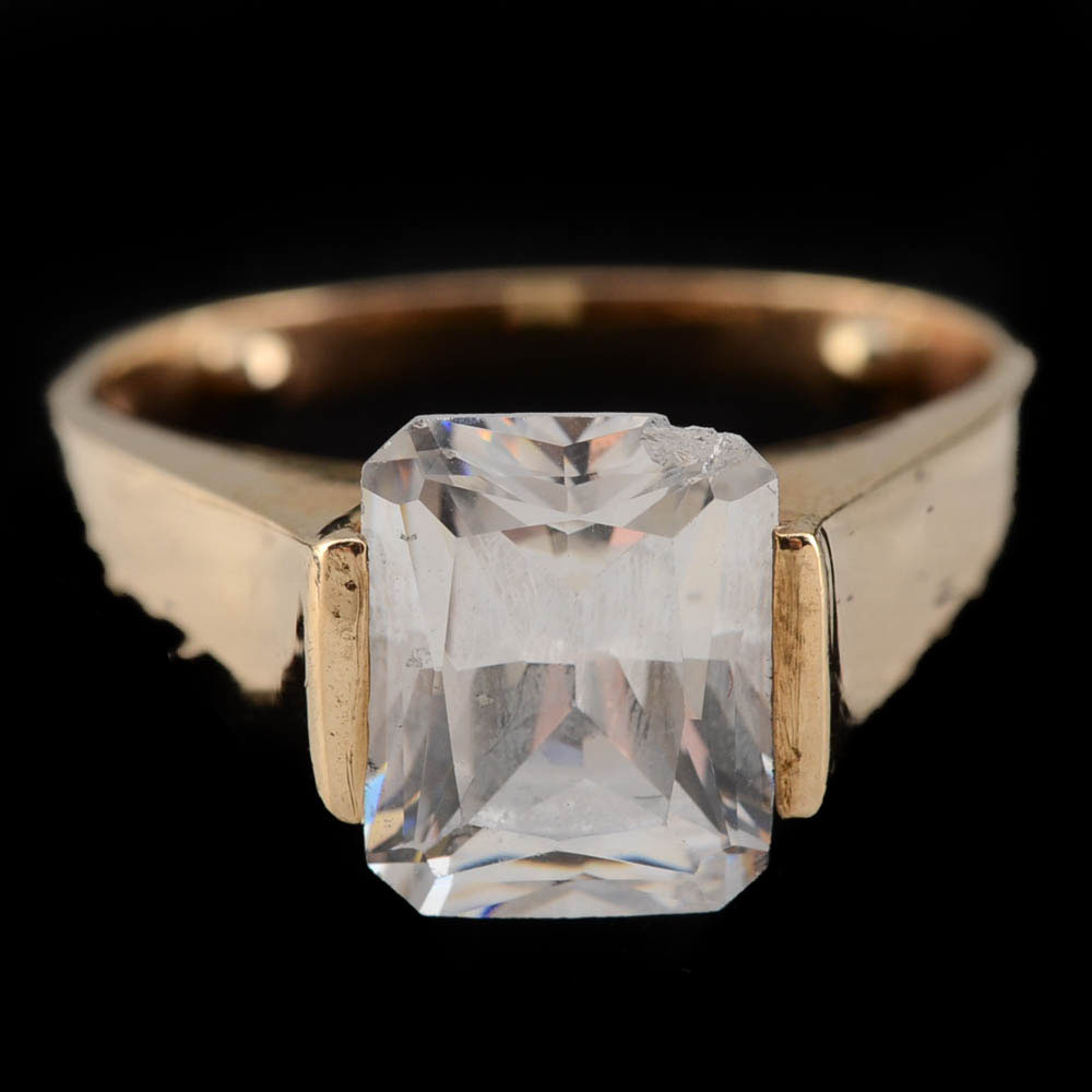 10K Yellow Gold Cubic Zirconium Ring