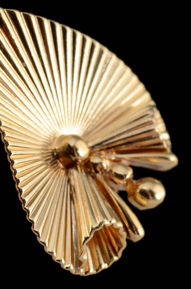 Mid-Century 14K Yellow Gold Fluted Clip-On Earrings