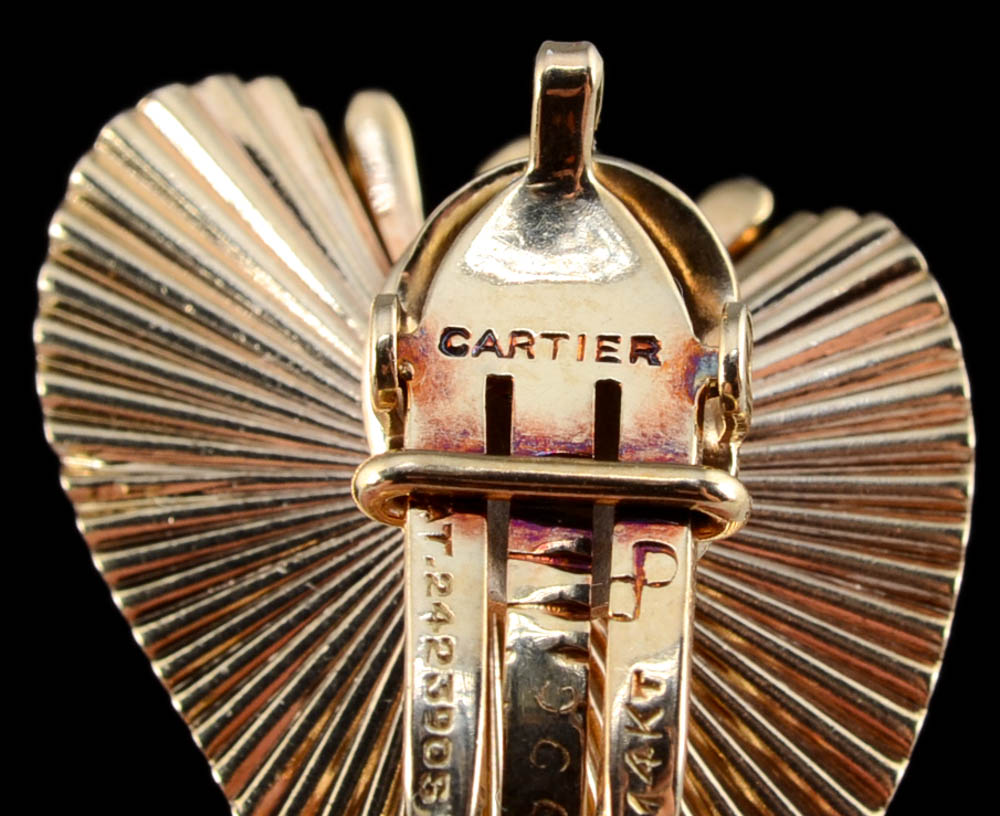 Mid-Century 14K Yellow Gold Fluted Clip-On Earrings