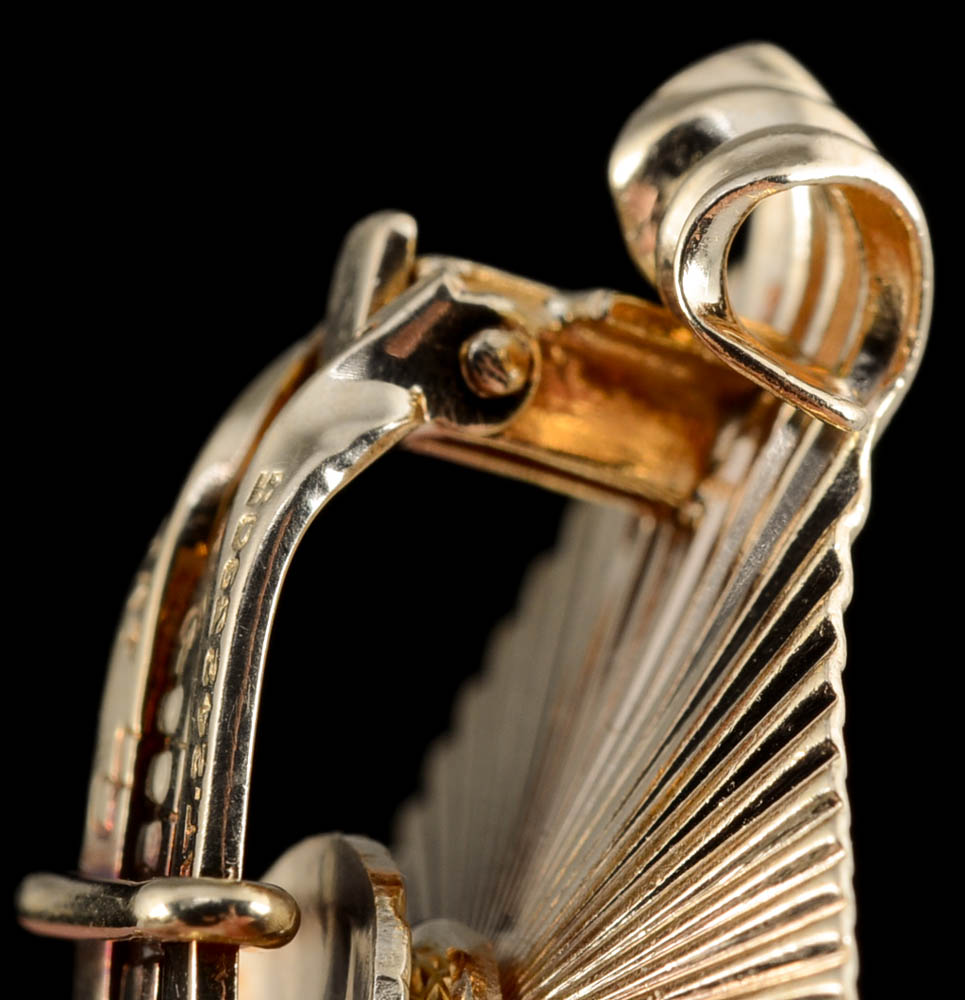 Mid-Century 14K Yellow Gold Fluted Clip-On Earrings