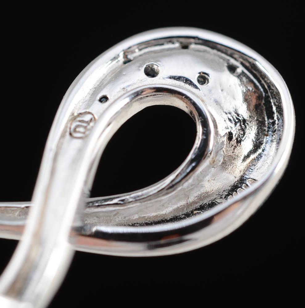 Sterling Silver Chain with Blue Diamond Openwork Pendant