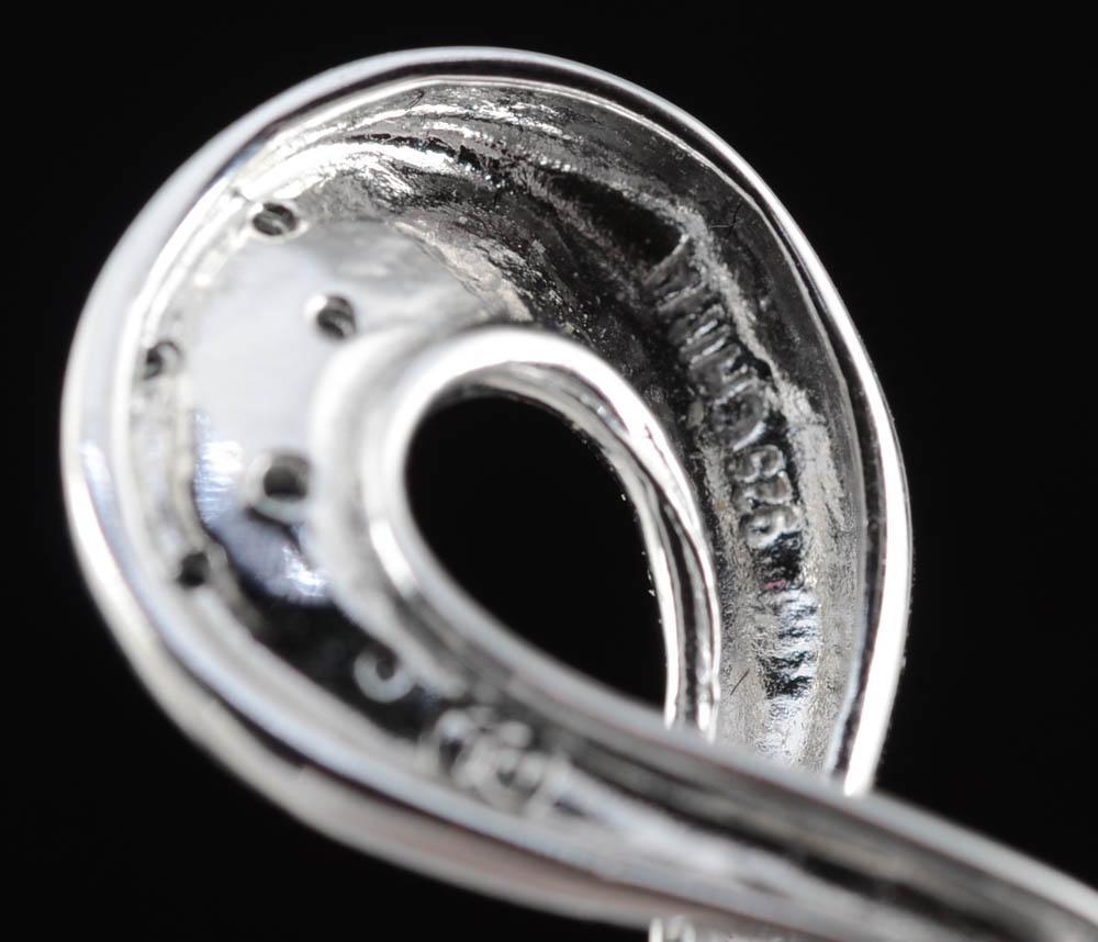 Sterling Silver Chain with Blue Diamond Openwork Pendant