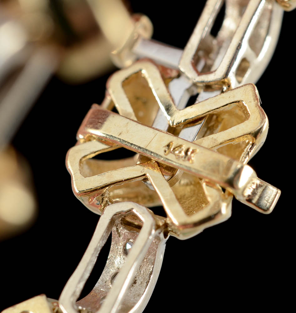 14K Two Tone Gold and Diamond X-Link Bracelet