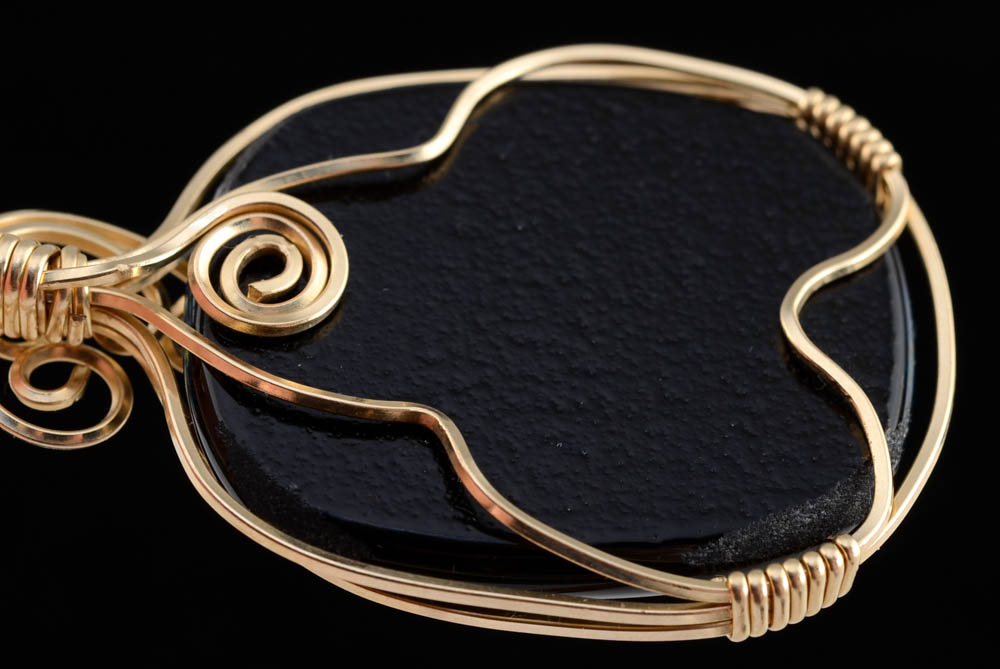 Handmade Gold Filled Wirework Dichroic Art Glass Pendant