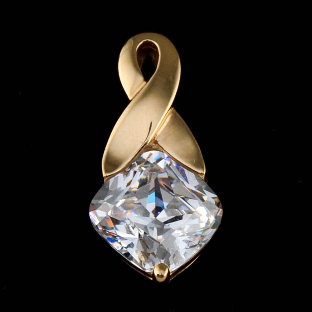 Diamonique 14K Yellow Gold Cubic Zirconium Slide Pendant