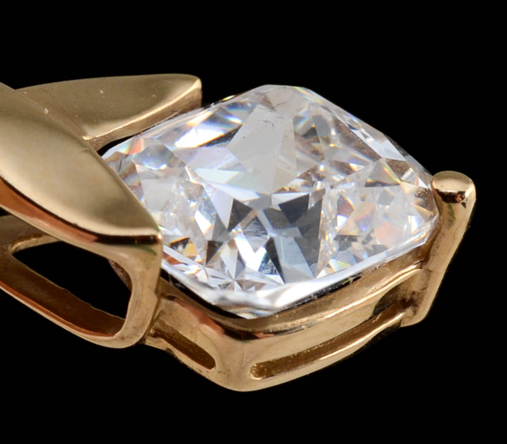 Diamonique 14K Yellow Gold Cubic Zirconium Slide Pendant