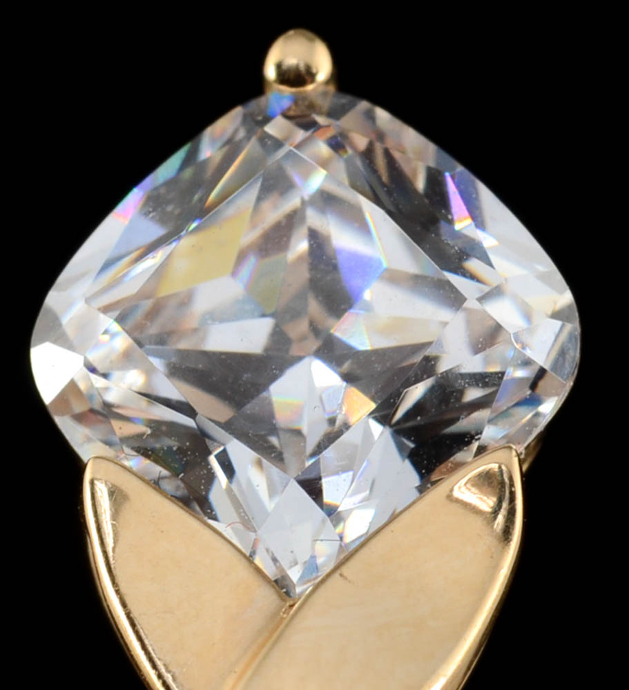 Diamonique 14K Yellow Gold Cubic Zirconium Slide Pendant