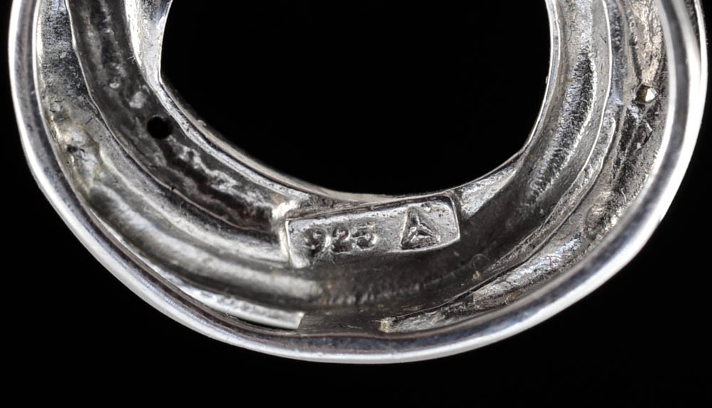 Two Sterling Silver and Diamond Openwork Slide Pendants