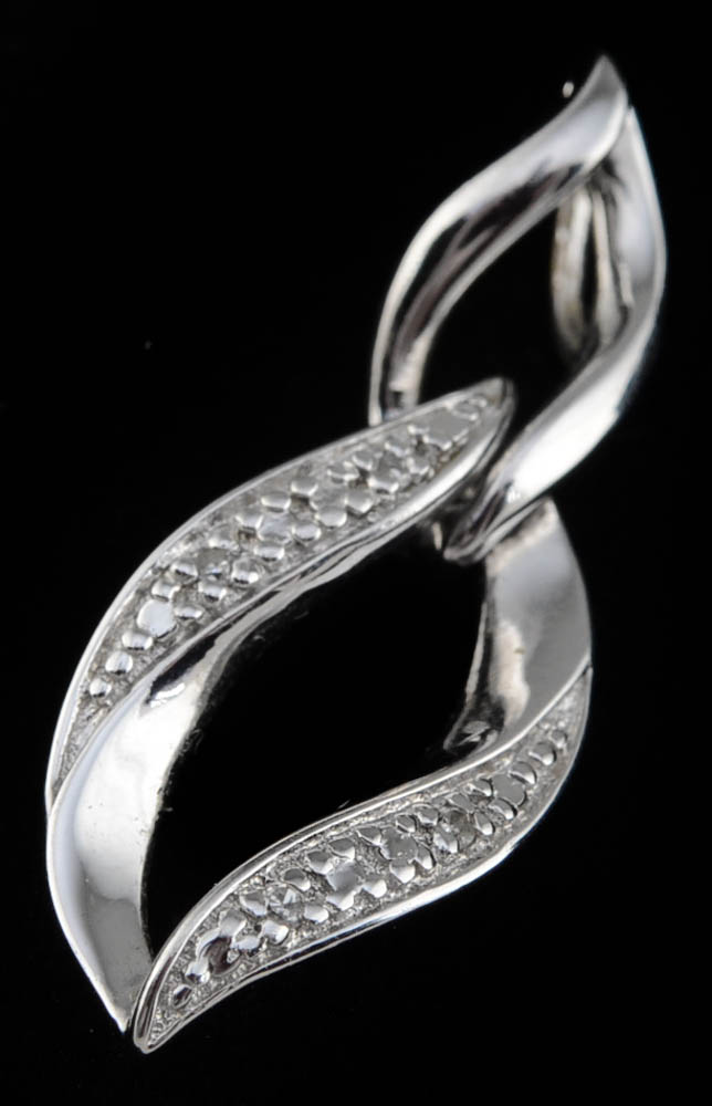 Two Sterling Silver and Diamond Openwork Slide Pendants
