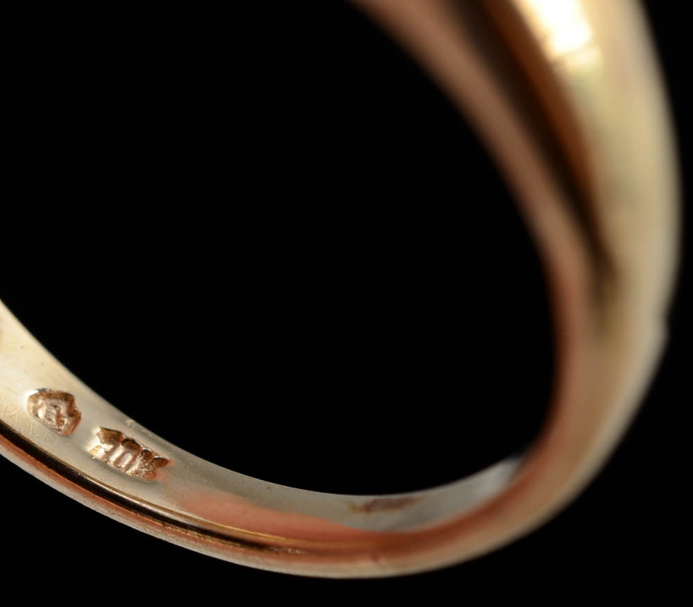 10K Two Tone Gold Triple Row Diamond "MOM" Openwork Band, Missing Stones