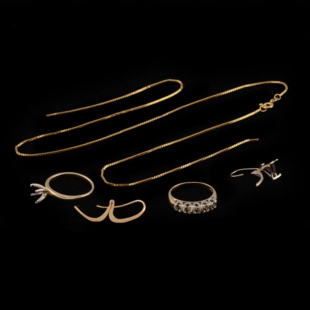 Scrap Gold Lot Including a Single Diamond Earring