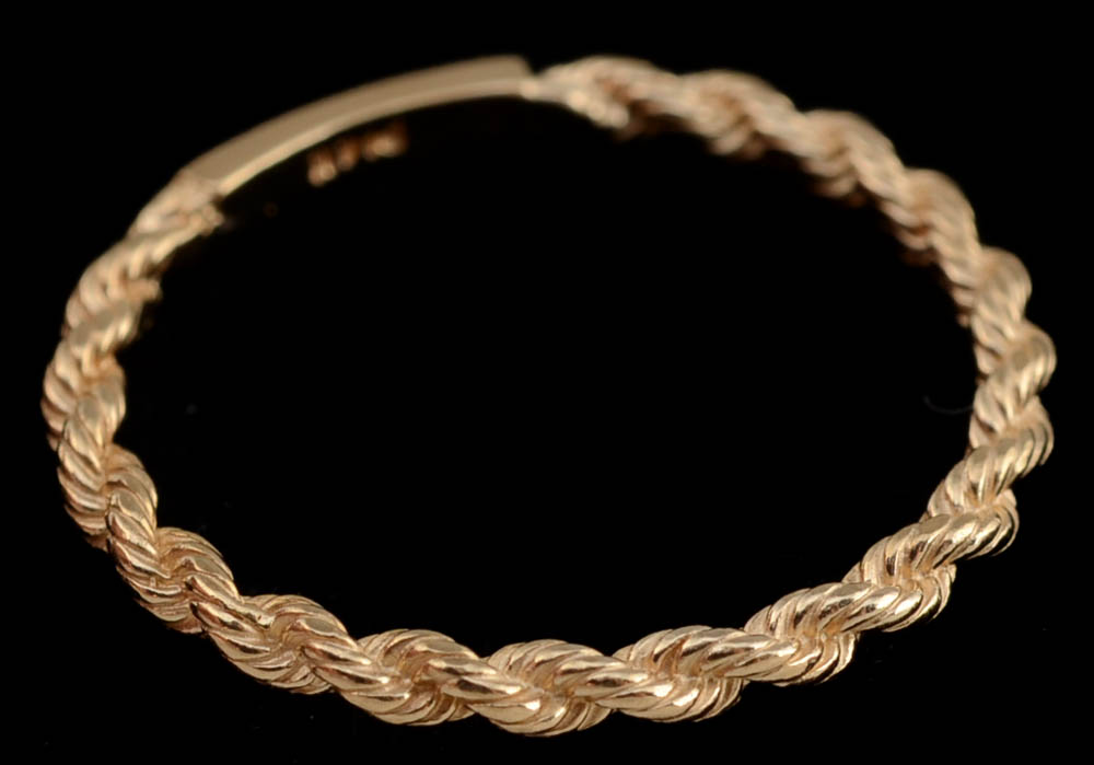 14K Yellow Gold Twist Wire Band and 14K Yellow Gold Italian Mosaic Oval Pin/Pendant