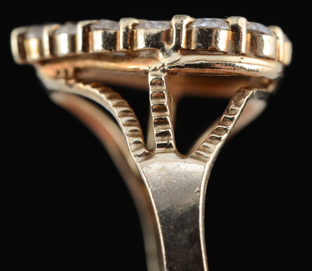 10K Yellow Gold "I Love You" Openwork Heart Shape Ring with Cubic Zirconium Stones