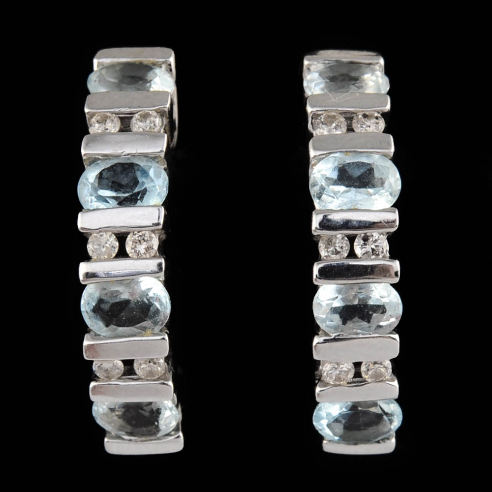 Alwand Vahan 14K White Gold, Aquamarine and Diamond Pierced Earrings