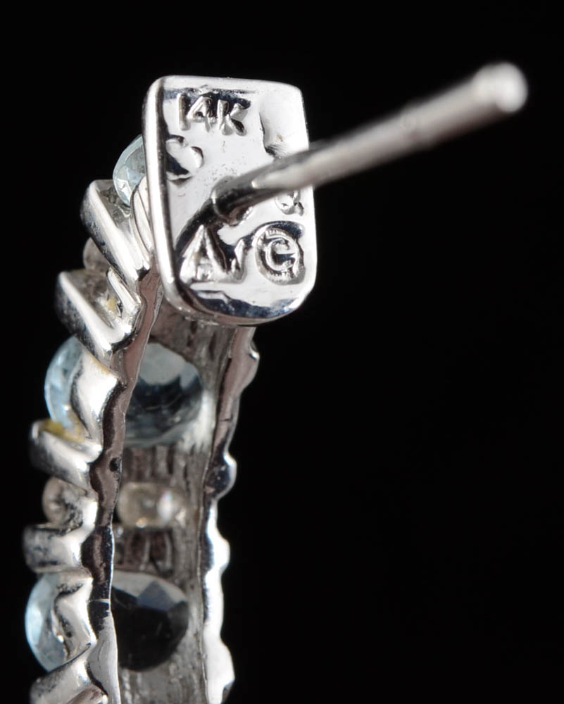 Alwand Vahan 14K White Gold, Aquamarine and Diamond Pierced Earrings