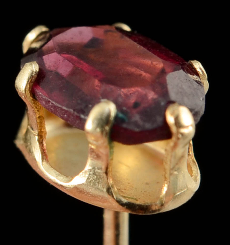 Three Pair of 14K Yellow Gold Pierced Earrings Including Opal, Garnet, and CZ Stones