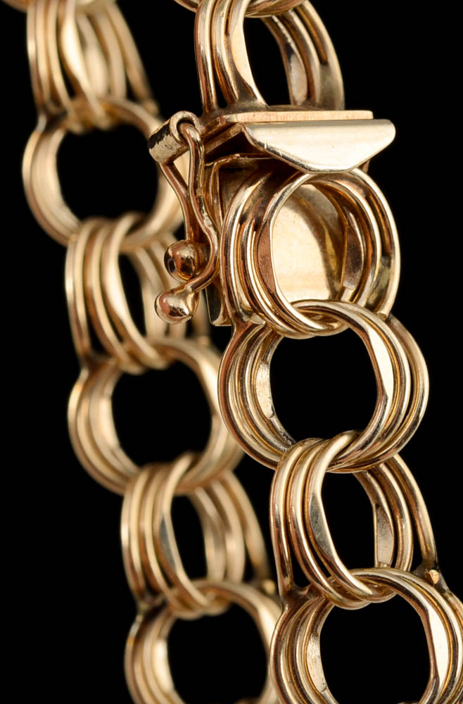 14K Yellow Gold Triple Loop Link Bracelet