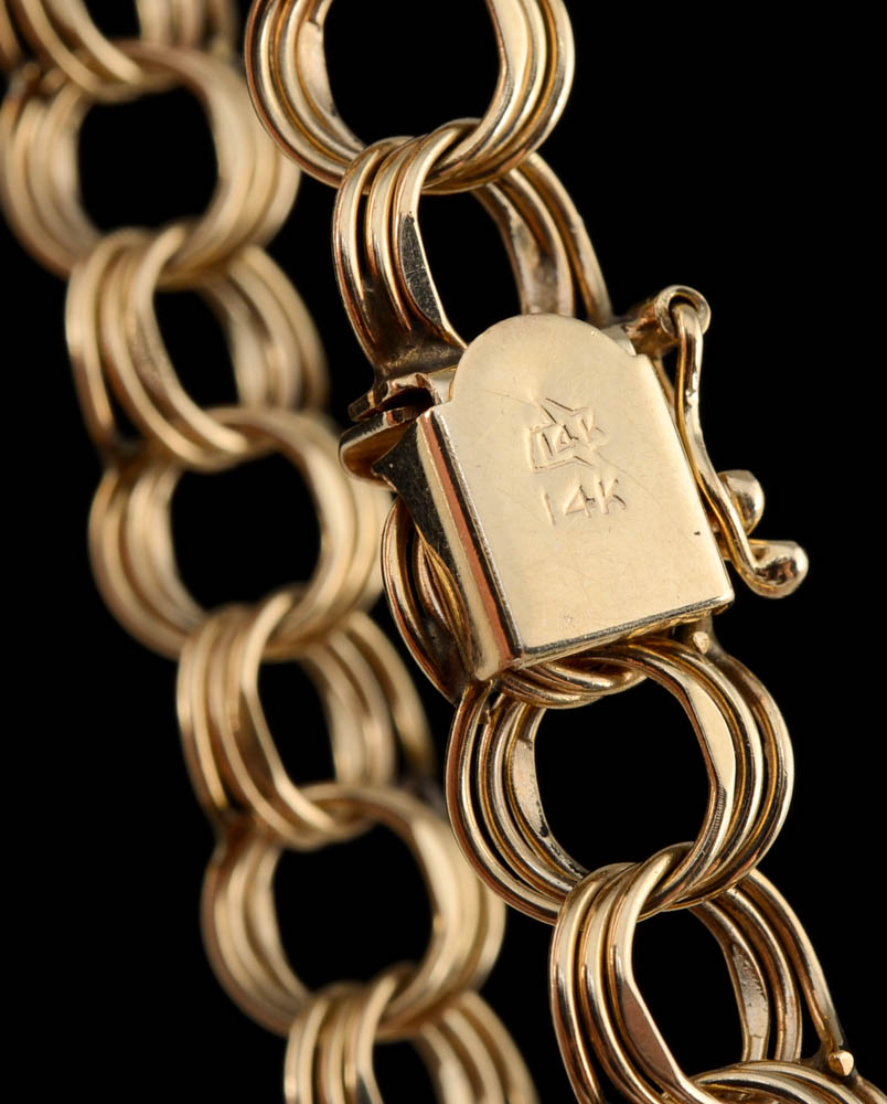 14K Yellow Gold Triple Loop Link Bracelet