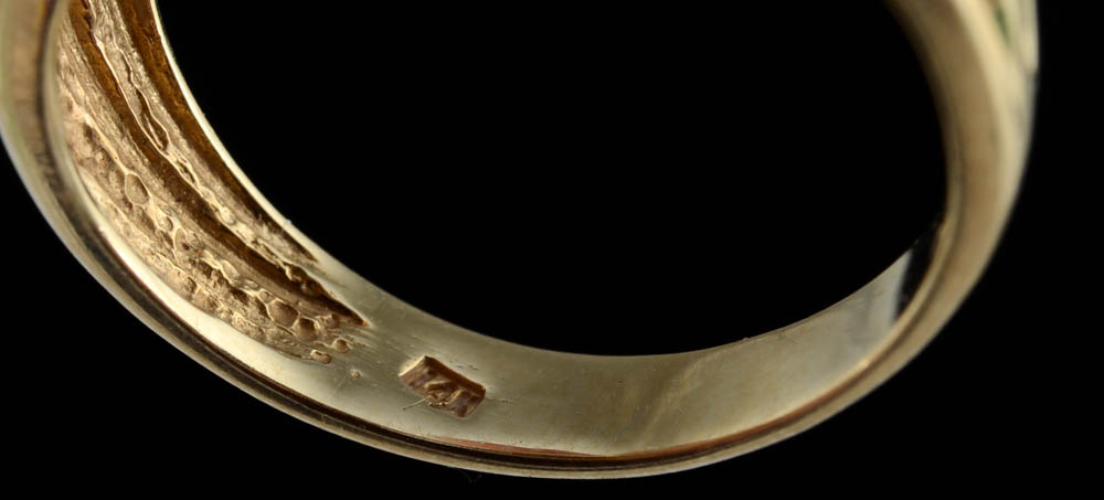 14K Yellow Gold Green Tourmaline Fluted Ring