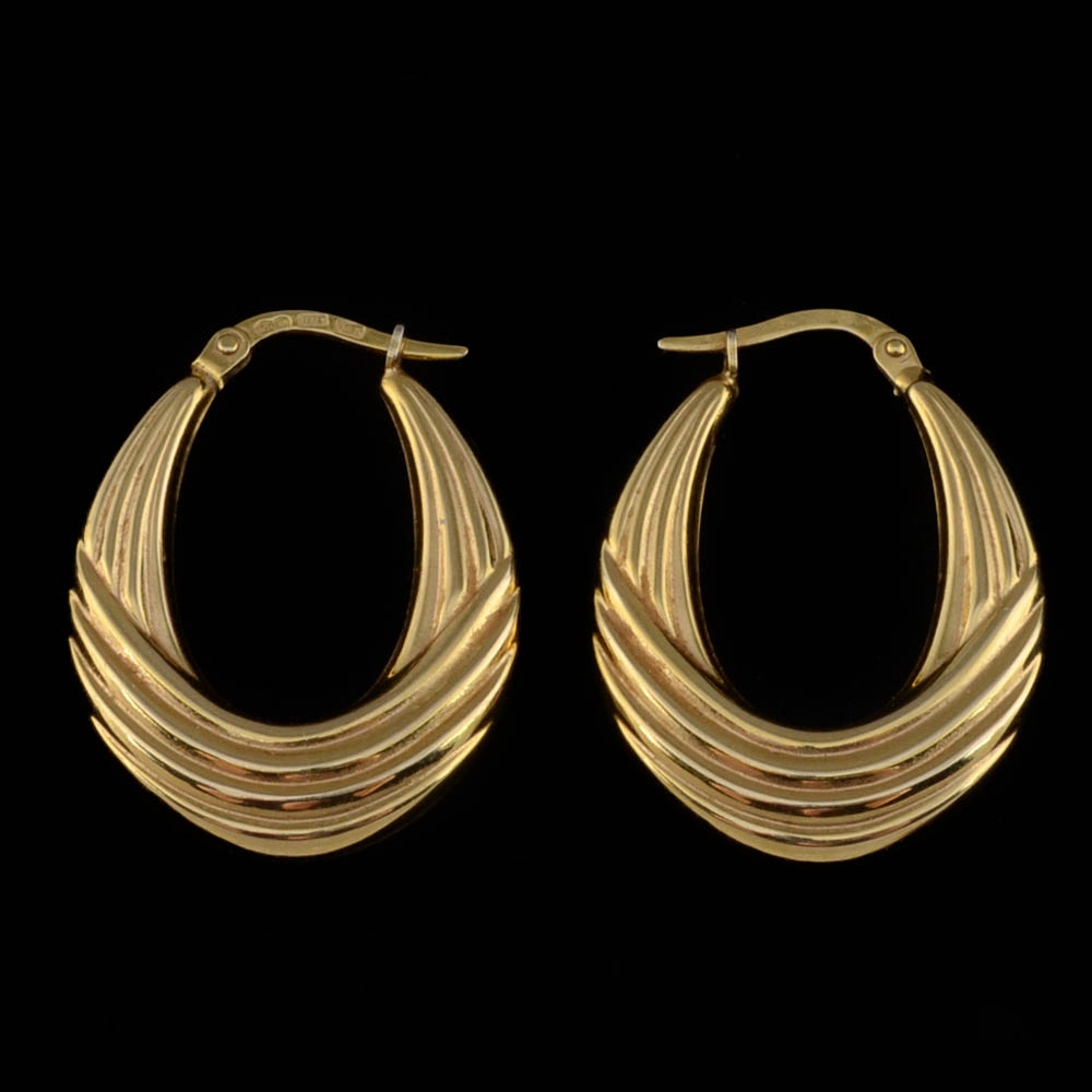 Unoaerre 14K Yellow Gold Hollowware Fluted Hoop Earrings
