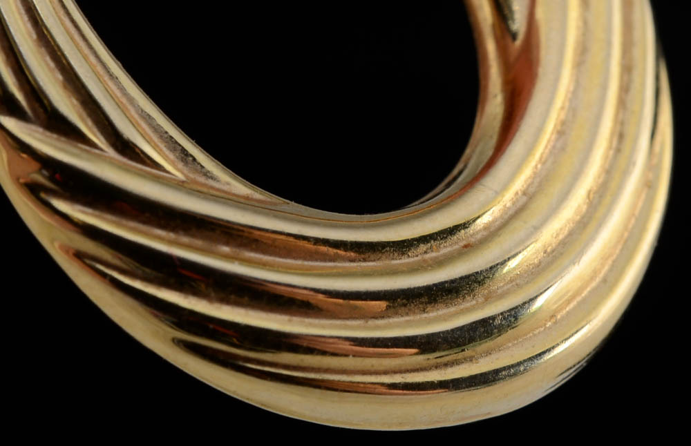 Unoaerre 14K Yellow Gold Hollowware Fluted Hoop Earrings