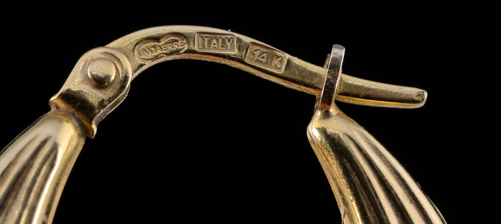 Unoaerre 14K Yellow Gold Hollowware Fluted Hoop Earrings