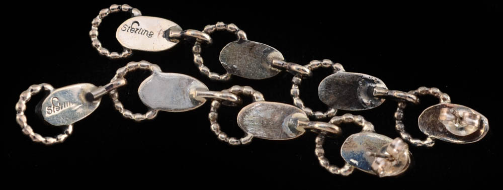 Navajo Sterling Silver and Turquoise Watch and Pierced Earrings