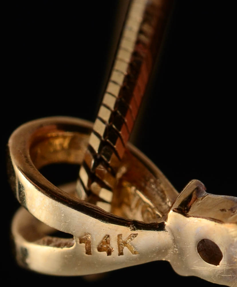 14K Yellow Gold Chain with Pearl and Diamond Pendant and 14K Pierced Earrings