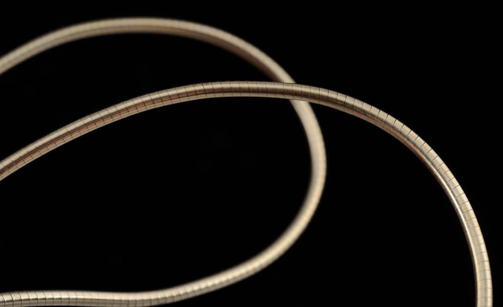 14K Yellow Gold Omega 16" Snake Chain with Floating Heart Shape Openwork Pendant