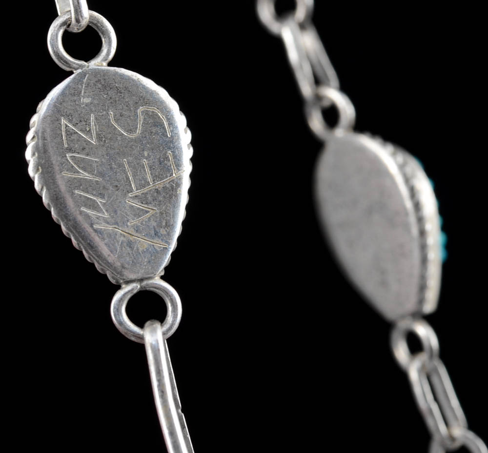 Zuni and Mexican Sterling Silver and Turquoise Bracelets