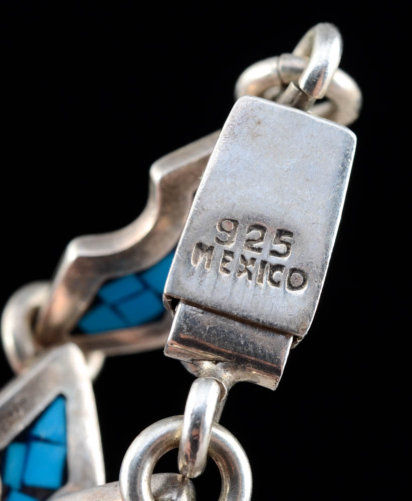 Zuni and Mexican Sterling Silver and Turquoise Bracelets