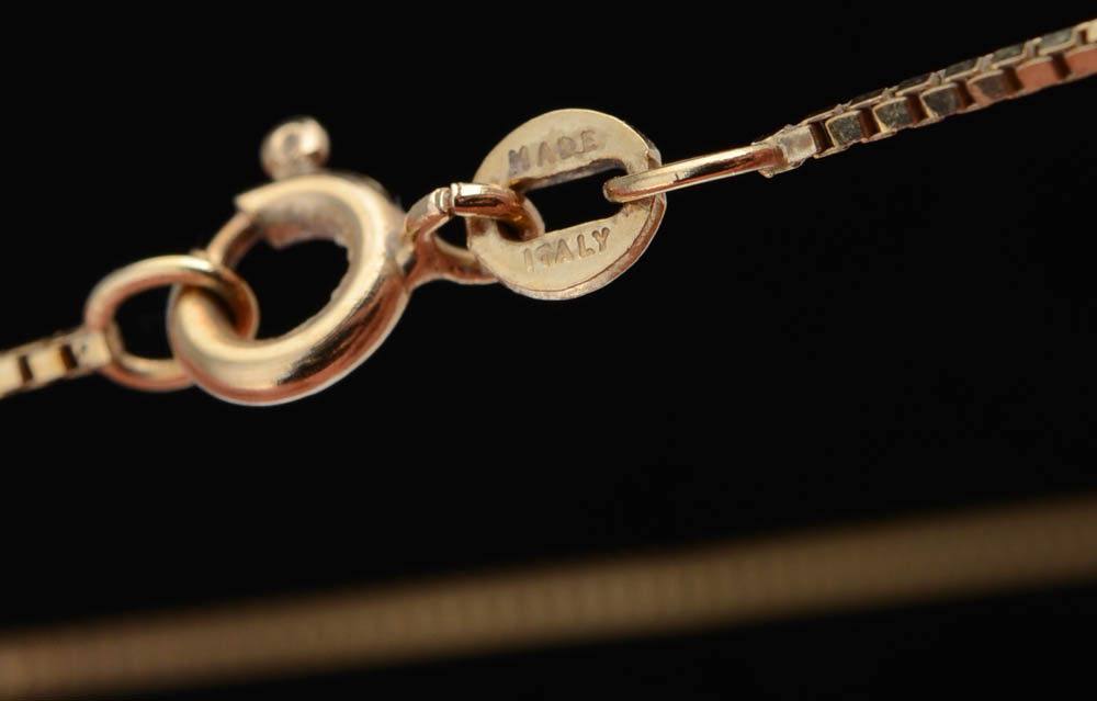 14K Yellow Gold 22" Box Chain with 1908 Liberty Five Dollar Gold Coin in 14K Bezel Frame