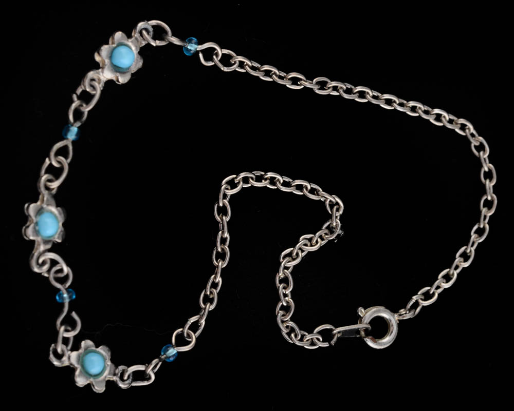 Two Sterling Bracelets, Monet Bracelet and an Anklet