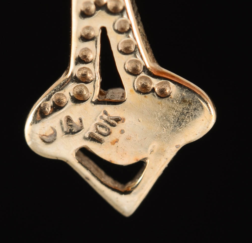 10K Yellow Gold Aquamarine and Diamond Openwork Cross Pendant