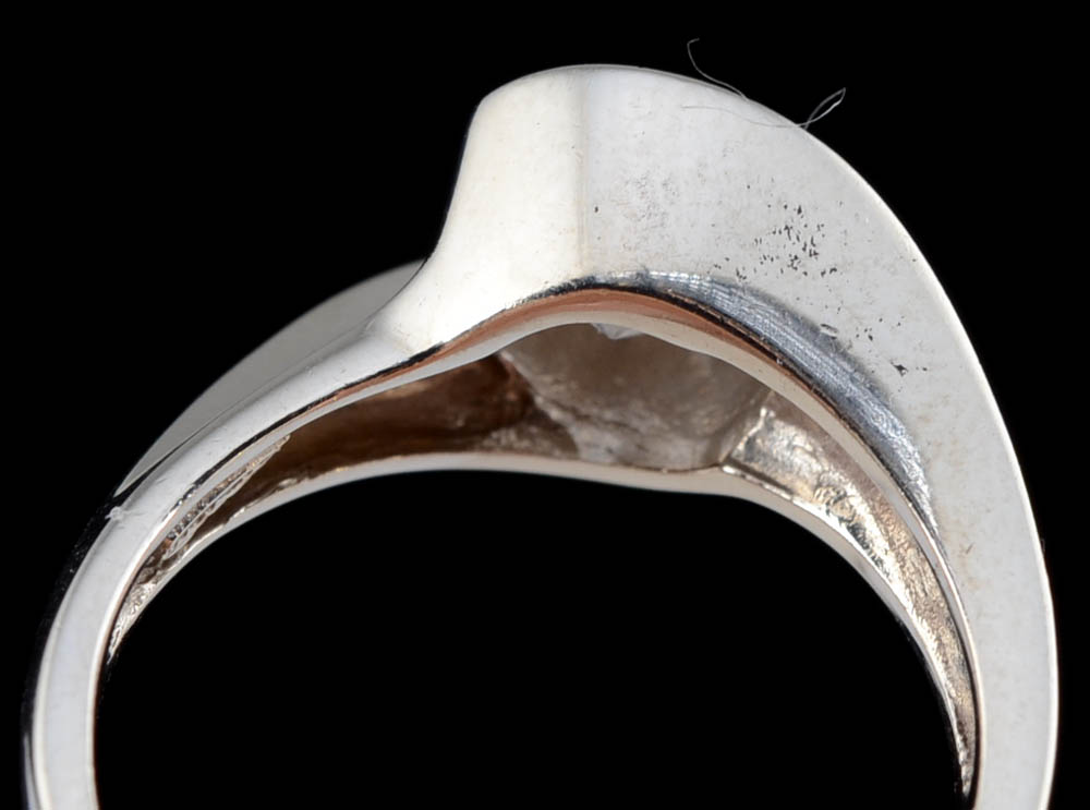 10K White Gold Cubic Zirconium Ring and Pierced Earrings