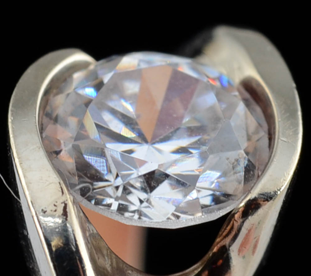 10K White Gold Cubic Zirconium Ring and Pierced Earrings