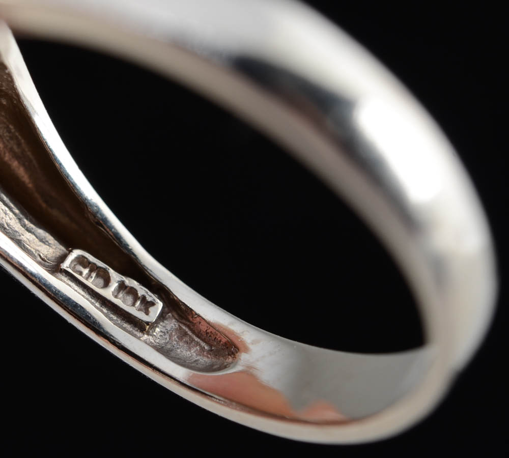 10K White Gold Cubic Zirconium Ring and Pierced Earrings