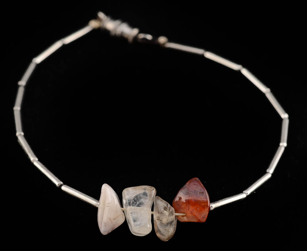 Seven Unmarked Silvertone Beaded Bracelets