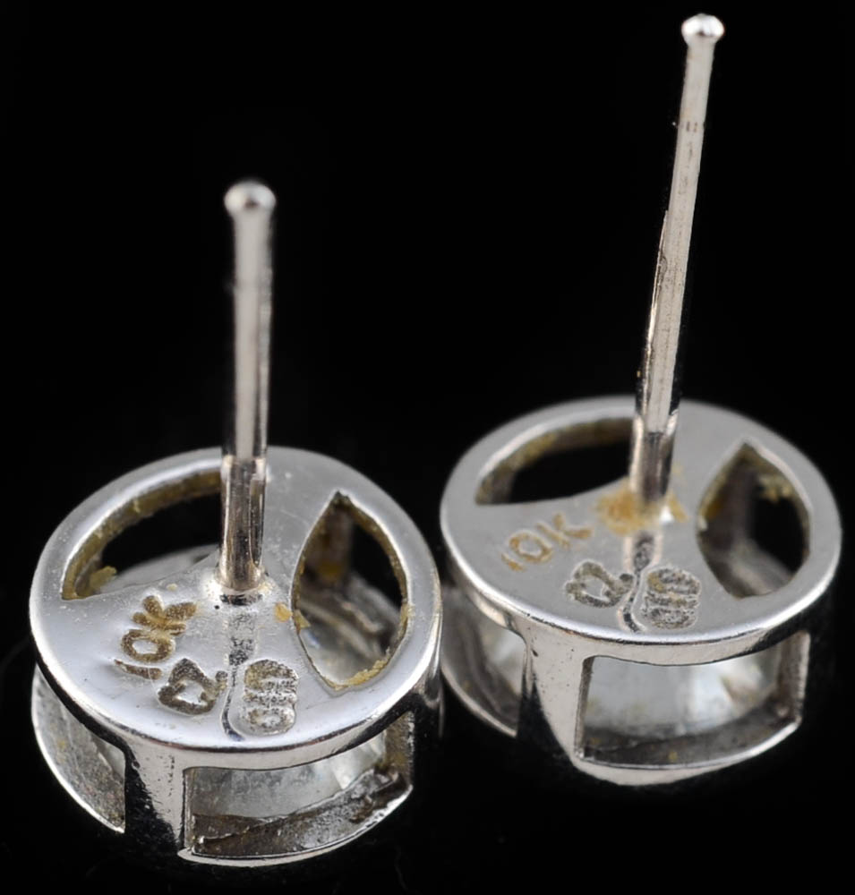 10K White Gold Cubic Zirconium Ring and Pierced Earrings