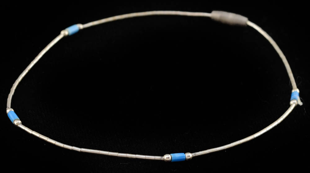 Seven Unmarked Silvertone Beaded Bracelets