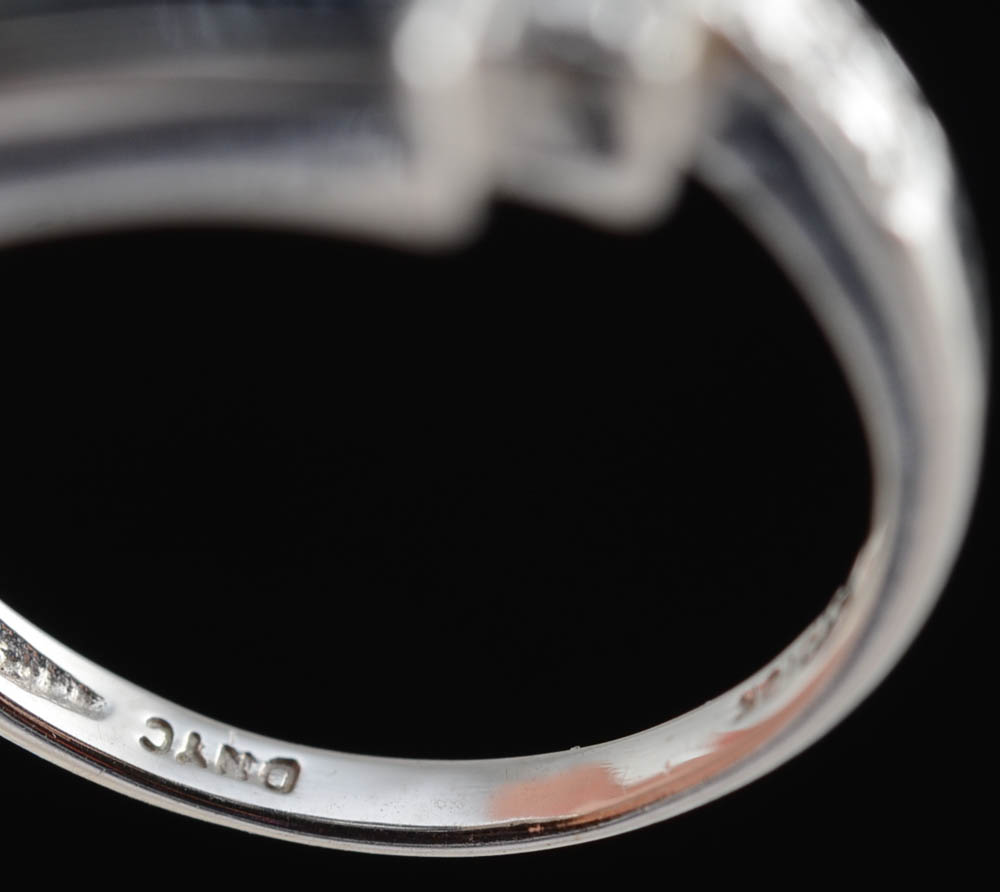 10K White Gold, Blue Topaz, Black Onyx, and Diamond Art Deco Style Ring