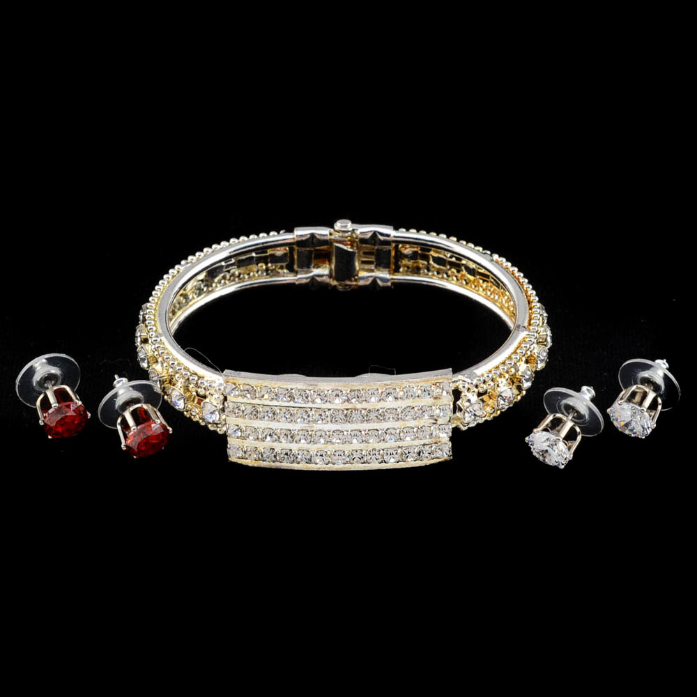 Two Pair of Cubic Zirconium Earrings and a Bracelet