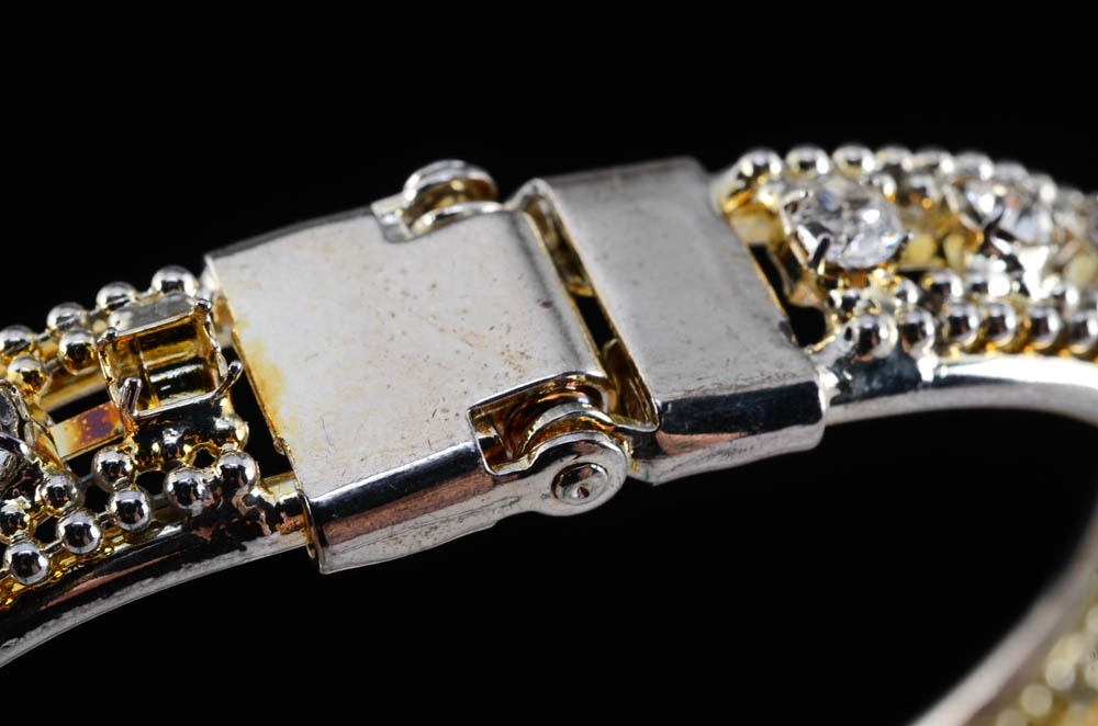 Two Pair of Cubic Zirconium Earrings and a Bracelet