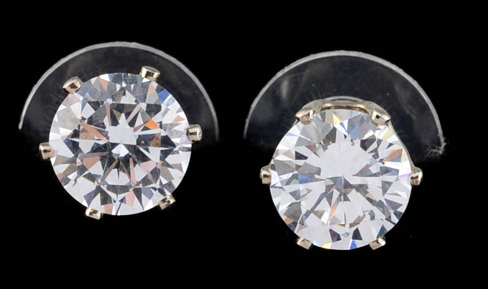 Two Pair of Cubic Zirconium Earrings and a Bracelet